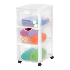 Iris Ohyama, Tour de rangement à Roulettes en Plastique, 3 Grands Tiroirs, Blanc, Ouverture Facile, Meuble de Rangement, Papeterie, pour Chambre, Salle de Bain, École & Bureau, Sans BPA, DDDC-303 (Iris Ohyama France, neuf)