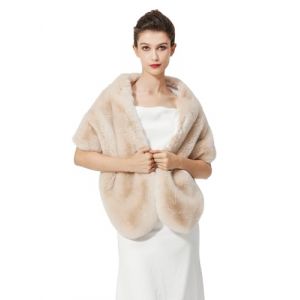 BEAUTELICATE Ch&acirc;le &Eacute;tole en Fausse Fourrure &Eacute;charpe Bol&eacute;ro De Femme Mariage Hiver sur Robe de Soir&eacute;e Mari&eacute;e C&eacute;r&eacute;monie F&ecirc;te Demoiselle d'honneur (Taille Unique, Am&eacute;lior&eacute; - Champagne) (BEAUTELICATE-FR, neuf)