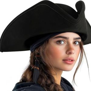 Costume de Chapeau de Pirate Chapeau Tricorne de Pirate en Feutre de Style Colonial pour F&ecirc;te d'Halloween Chapeaus de Capitaine Pirates R&eacute;tro Accessoire de D&eacute;guisement M&eacute;di&eacute;val pour Homme Femme (YiluobeiEU, neuf)