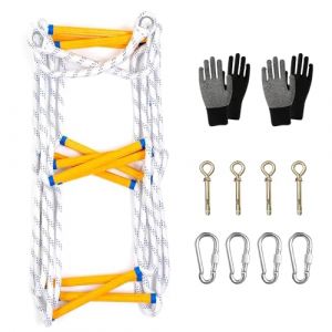 Echelles de Corde de sécurité, échelles de Secours, échelles d'incendie d'urgence, échelle Pliante Portable, echelle de Toit avec Crochet, pour fenêtre Balcon Balustrade Adultes (5m) (XXWX, neuf)
