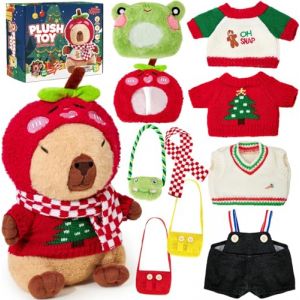 KELENO Peluche Capybara 27 cm Jouet Enfant Fille 3 4 5 6 7 8 Ans, Jouet Capybara à Habiller avec Vêtements et Accessoires Mignons Idée Cadeau pour Noël Anniversaire Pâques (KELENO EU, neuf)