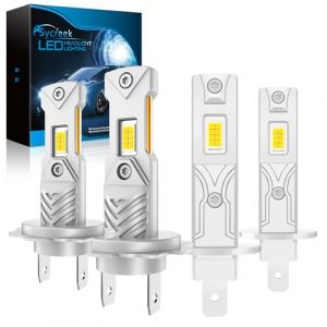 Sycreek Ampoule H1+H7 LED,22000LM 1:1 Mini Size LED H1 H7,Plug and Play,Remplacement de Phare Halog&egrave;ne de Voiture et Moto,4 Ampoule (Sycreek, neuf)