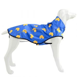 Mile High Life | Manteau de pluie pour chien | Vêtement imperméable réglable pour animaux de compagnie | Veste de pluie légère avec bande réfléchissante | Fermeture facile à enfiler, bleu canard, (MileHighLifeEU, neuf)