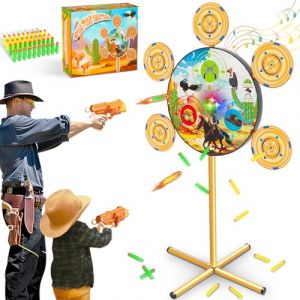 DX DA XIN Cible de Tir avec Effet Lumineux et Sonore Cible pour Nerf Jeux de Tir Cadeau d'anniversaire de Noël Jouet pour 4-12 Ans Enfant Garçon Cowboys de l’Ouest (Qichuang Toys, neuf)