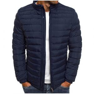 Générique Doudoune Homme Legere et Chaude Hiver Veste Chic sans Capuche Col Mao Manteaux Court Décontractée Blousons Zippée Couleur Unie avce Poches Automne Jacket Marine L (TYHONEYS, neuf)