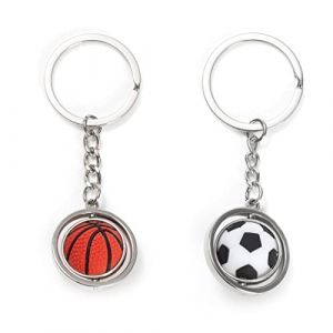 2 cadeaux de porte-clés, porte-clés de sport, porte-clés de football de basket-ball rotatif, cadeaux d'anniversaire, cadeaux de Noël (SkyGad-EU, neuf)