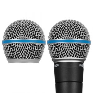 Geekria for Creators Grille de Rechange pour Microphone Shure SM58, SM58-LC, SM58S, Beta 58A, SV100, PGX24, SLX4 Couvre-t&ecirc;te de Micro, Pi&egrave;ces de Capsule (Argent / 2 Pack) (GeekriaDirectEU, neuf)