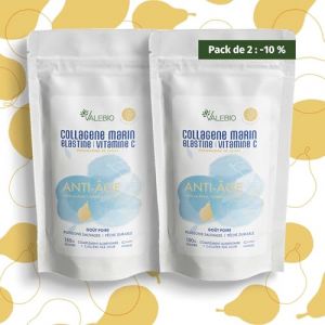Pack 2 Collagènes marins en poudre goût poire, type 1-3, Elastine & Vitamine C | Anti-âge & anti rides | 300g | Cure 1 mois | Fabriqué en France | Valebio (Valebio, neuf)