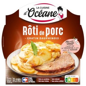 Plat cuisin&eacute; r&ocirc;ti porc/gratin dauphinois LA CUISINE D'OCEANE - l'assiette de 300 g Lot De 4 - Par Lot (March&eacute; Parisien, neuf)