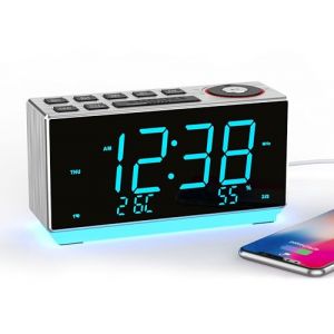 iTOMA R&eacute;veil avec Radio FM, Chargement USB, Affichage LED Bleu Glace de 1,8 Pouces, Veilleuse, Double Alarme, Sieste, Contr&ocirc;le de Gradation, Horloge &eacute;lectronique de Bureau de Chevet CKS508 (iTOMA Shop, neuf)