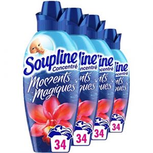 SOUPLINE - Adoucissant Concentré Moments Magiques Fraîcheur Florale - Assouplissant pour Linge - Fraîcheur Longue Durée - Facilite le Repassage - Bidon 800 ml - Lot de 4 (Conseil & Négoce Européen, neuf)