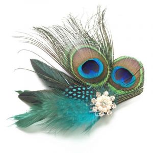 Élégant bibi en plumes de paon - Épingle à cheveux ethnique pour déguisement d'église (ZHIhOA, neuf)