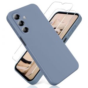 YiKaDa - Coque pour Samsung Galaxy A16 4G/5G, avec [2 Pièces] Protection d'écran en Verre Trempé, Housse Silicone TPU Souple Liquide - Gris Lavande (Yikada, neuf)
