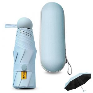 Sykrawki Mini Parapluie Pliable Compact 8 Nervures - Anti-UV/Coupe-Vent Professionnel avec Étui de Transport - Ultra-Léger pour Voyage, Sac à Main & Poche (Bleu ciel) (NT Rose GmbH, neuf)