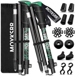 MOYKSRR B&acirc;tons de Randonn&eacute;e, 2 PCS Baton de Marche Pliable, Antid&eacute;rapant Ultral&eacute;ger B&acirc;ton de Marche T&eacute;lescopique Retractable avec 5 Paires de Tampons en Caoutchouc pour Le Conditionnement du Trekking (ARCTURON ONLINE COMMERCE LTD, neuf)