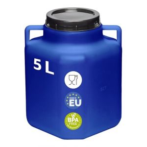 Garronda 5 Liter Récupérateur d'eau de Pluie Carré BPA-Free avec Couvercle Réservoir pour Choucroute et Salaison GD-0088, Bleu (Hisert, neuf)