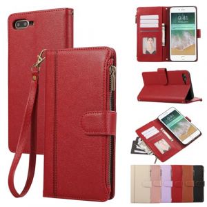 Rosbtib Coque iPhone SE 2022/2020 iPhone 8/7 4.7 Pouces Housse en Cuir Fermeture Zipp&eacute;e Fermeture Magn&eacute;tique Portefeuille avec 4 Poches pour Cartes Standfuntion R&eacute;tro Etui iPhone SE/iPhone 8/7, Rouge (Tengkai Technology, neuf)