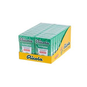 Ricola - Bonbons aux Plantes Suisses - Parfum Eucalyptus - Rafra&icirc;chissant - Sans Sucres - Lot de 20 bo&icirc;tes de 50g (TOP BONBON, neuf)