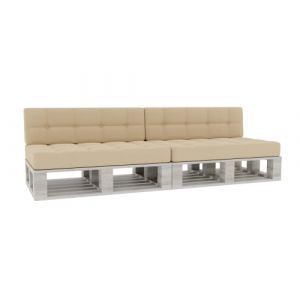 Coussin pour Palette Coussin d'assise Dossier piqué PFG 2xSet (Coussin d'assise 120x80 +Dossier 120x40), Crème (FavreShop, neuf)