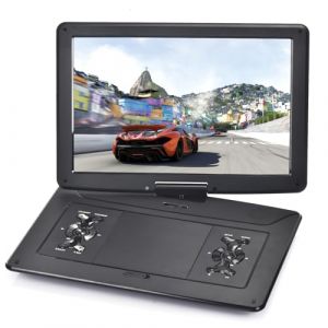 YOOHOO Lecteur DVD Portable de 17,9" avec Grand &eacute;cran pivotant HD de 15,6", Batterie Rechargeable int&eacute;gr&eacute;e, Prend en Charge Toutes Les r&eacute;gions, lecteurs DVD de Voiture pour Enfants, &eacute;couteurs/Carte (xikiEU, neuf)