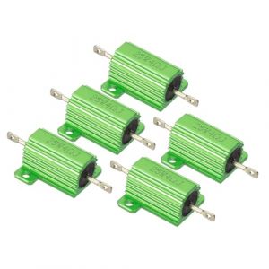 PATIKIL R&eacute;sistance en Coque d'Aluminium de 25W 4 OHM, 5 Pcs R&eacute;sistance en Bo&icirc;tier en Aluminium R&eacute;sistance &agrave; Fil R&eacute;sistif &agrave; Visser R&eacute;sistance de Puissance &agrave; Tol&eacute;rance de 5%, Vert (PATIKIL UK, neuf)