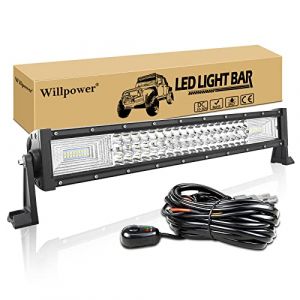 Willpower 56cm 22'' 270W Barre LED 12V 24V Con Câblage Rampe LED Spot et Inondation IP67 Étanche Bar a LED Feux Phare de Travail LED Projecteur LED pour 4x4 Voiture Camion Tracteur Quad Bateau (YZ-EU, neuf)