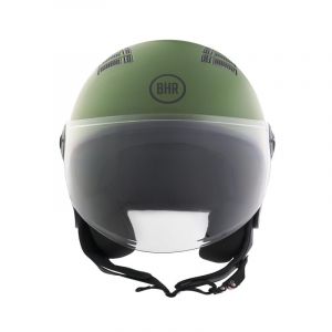 BHR Casque Demi-Jet 834 FLOW - Casque moto d'&eacute;t&eacute; Homologu&eacute; ECE 22.06 avec 16 Trous de Ventilation - Casque avec Visi&egrave;re Anti-Rayures et Fermeture Microm&eacute;trique - Vert Mat XS (BHR S.p.A., neuf)