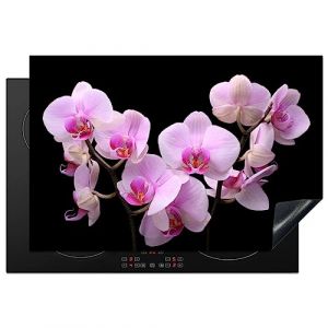 KitchenYeah&copy; Protege Plaque Tapis Pour Induction 78x52 cm Decoration Cuisine Protection Tapis Vitroc&eacute;ramique Pour Cuisiniere Orchid&eacute;e - Fleurs - Rose - Flore (KitchenYeah, neuf)