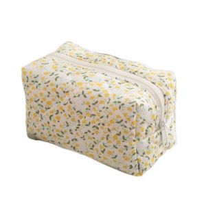 Jaune Trousse Matelass&eacute;e Fleurie, Trousse Fleur de Toilette Matelass&eacute;e Femme Voyage, en Coton &agrave; Fleurs Vintage Toilette &Agrave; Crayons Cute pour Ranger Les Cosm&eacute;tiques,la Papeterie et Les Articles (YYBYEU, neuf)