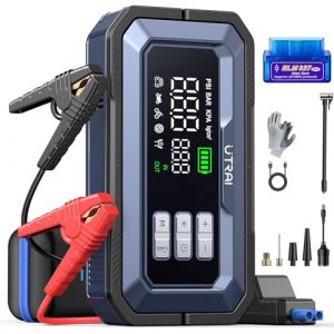 UTRAI 7000A Booster Batterie Voiture avec Gonfleur, D&eacute;marrage Batterie Voiture avec OBD2 Diagnostic, 2000 Lumens LED, Sortie CC 160W, Charge Rapide 18 W, Jump Starter S'applique &agrave; Tous Gaz/12L Diesel (alinstore, neuf)