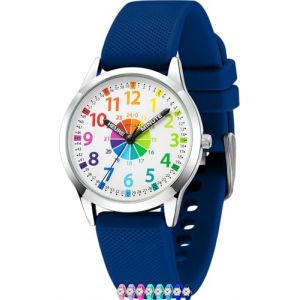 SIMSAM Montre Enfant Garcon, Montre Enfant Fille 4, 5, 6, 7, 8, 9, 10, 11, 12 Ans, Montres Gar&ccedil;ons Fille P&eacute;dagogique, Analogique - Bleu Marine (SIMSAM Watch, neuf)