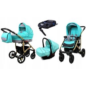 BabyLux® Enfant Poussette Combinée Set 4 en 1 - Largo - incl. Nacelle, Canne, Siège de voiture, ISOFIX Base - Siège Auto - Landau Bébé - avec Sac à langer, Habillage pluie etc. (BabyLux-shop, neuf)