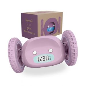 CLOCKY R&eacute;veil Matin Roulant Forte Sonnerie Reveil Puissant Gros Dormeurs pour Sourd Tres Bruyant Chambre Adulte Enfant Adolescent Reveil LED Roule Saute Cadeau Amusant (Lavande) (CLOCKY LLC, neuf)