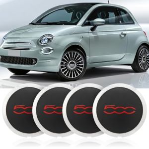 Lot de 4 enjoliveurs Fiat 500 - En ABS de qualit&eacute; sup&eacute;rieure - 68078419ac - Accessoires de rechange - Pour Fiat 500 - Accessoires de rechange - 2012-2022 (B) (shangbaiyi store, neuf)