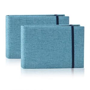 2 Pack Petit Traditionnel Album Photo 10x15, Chaque Album avec 100 Pochette, Couverture en Lin, Mini Livre Photo Memory Book pour Bebe Mariage Enfant Famille Voyage Cadeaux Personnalis&eacute; (Bleu) (XingHao, neuf)