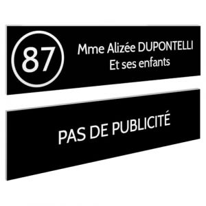 DECOHO - Plaque Boite aux Lettres Personnalisable - Lot de 2 plaques adhésives Plastique bi-Couche - Noir Lettres Blanches - 100x25 mm, Gravure Laser, s - Noir (DECOHO, neuf)
