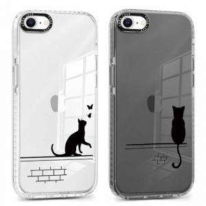 ZhuoFan 2 Pi&egrave;ces Coque pour iPhone 7/8 / SE 2020/2022 4,7", Transparente Souple Silicone &Eacute;tui Aesthetic Motif Housse Ultra Fine PC Case Antichoc Anti-Rayures Bumper Protection Cover, Chat 1 (BAROR TRADING, neuf)