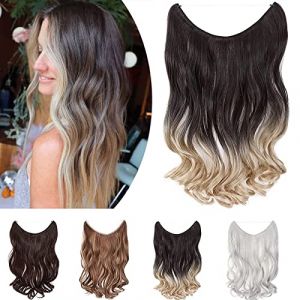 SEGO Extensions capillaires 50 cm - 1 tresse - Secret Wire - Avec fil invisible - Ondul&eacute; - Marron clair et blond cendr&eacute;/blond clair (Lenka Fashion Mode, neuf)
