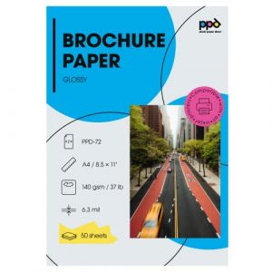 PPD 50 x A4 Papier Photo Double Face Brillant 140 g/m², Jet d'Encre, Qualité Photo Professionnelle pour Flyers et Brochures Recto Verso PPD-72-50 (Photo Paper Direct-PPD, neuf)