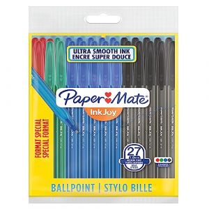 Paper Mate InkJoy 100ST stylos à bille, pointe moyenne (1,0 mm), assortiment de couleurs, lot de 27 (Made4MyHome, neuf)
