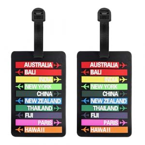 Etiquettes Bagages, 2pcs Etiquette Bagage Valise, Avec Carte D'Identit&eacute; de Nom PVC Porte Etiquette Valise Voyage &eacute;tiquette de Bagage Etanche Contacts (Noir) (Cheerful Picks, neuf)