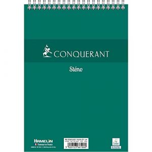 CONQUÉRANT Lot de 10 Blocs sténo spiralé 14,8 x 21 cm 180 pages 60g uni blanc (Stock Bureau Maison Bien-être, neuf)