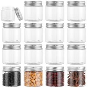 AKOLAFE Lot de 16 Bocaux rangement cuisine 60 ml Bocal rangement cuisine avec Couvercle en plastique noire transparent avec couvercles &agrave; vis bocaux de rangement ronds pour &Eacute;pice, Caf&eacute;, C&eacute;r&eacute;ales (LU YUANWEI, neuf)