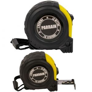 ERNESTINE - Mètre ruban je t'aime parrain - cadeau parrain choix annonce grossesse - cadeau parrain accessoire homme - mètre pliant personnalisable famille - cadeau homme anniversaire Noël naissance (Ernestine et Castagnou, neuf)