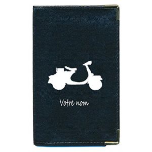 Syl'la Porte Carte Grise et Papier Voiture en Simili pour Femme ou Homme Noir (Scooter personnalisé avec prenom) (sylla city, neuf)