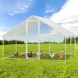 Izrielar Poulailler XXL Enclos d'extérieur avec serrure de sécurité et chiffon de peinture en polyéthylène imperméable, beaucoup d'espace pour poules, lapins et autres petits animaux, cadre en acier (XIXIXIAO, neuf)