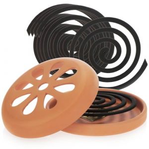 com-four® 6X Spirale Anti-Moustique avec 1x récipient en Terre Cuite - Dessus Anti-Moustique avec Parfum de Citron et Support en Spirale d'encens en Argile - Porte-Anneau (1x Pot + 6X Spirale) (COM-FOUR  Vertriebs GmbH, neuf)