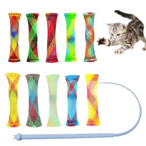 IKOPFLN Jouet à Ressort Tube pour Chat, 10 Pièces Jouet Interactif à Ressort pour Chat Jouet pour Chat coloré pour Chats d'intérieur Jouet de Jeu pour Chat drôle, avec un morceau de Silicone Teaser (IKOPFLN, neuf)