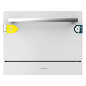 Cecotec Lave-Vaiselle Compact Bolero Aguazero 2400 White Glass 6 Couverts. 1380W, Finition en Verre Blanc, 5 Programmes, &Eacute;cran Tactile, Programmable jusqu'&agrave; 24h, Kidlock et Panier &agrave; Couverts (Cecotec, neuf)