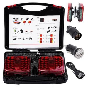 NEWFUN Feux Remorque Sans Fil, 12V Feux de Remorque Led, Feu Remorque, Feu Arri&egrave;re Magn&eacute;tique, &eacute;tanche, Rechargeable, Pour remorque, Camion, Caravane ou poids Lourd, E-Mark (guangfanouzhou, neuf)